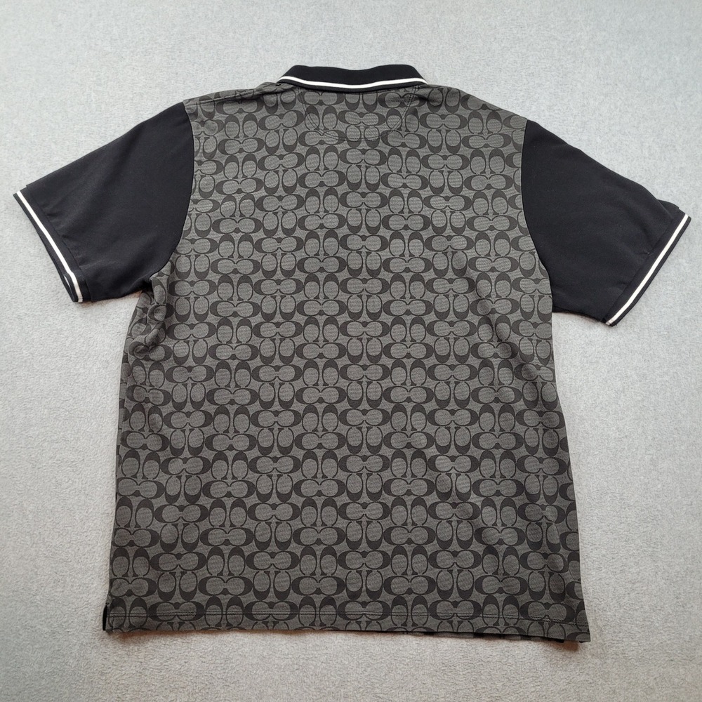 Coach Polo Shirt Mens XXL Black Gray Signature Monogram Logo Cotton C0816 - Picture 6 of 6